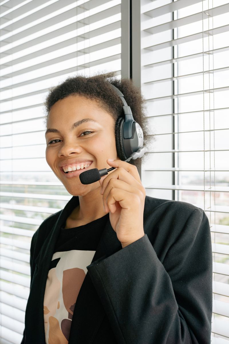 Friendly customer support specialist wearing a headset